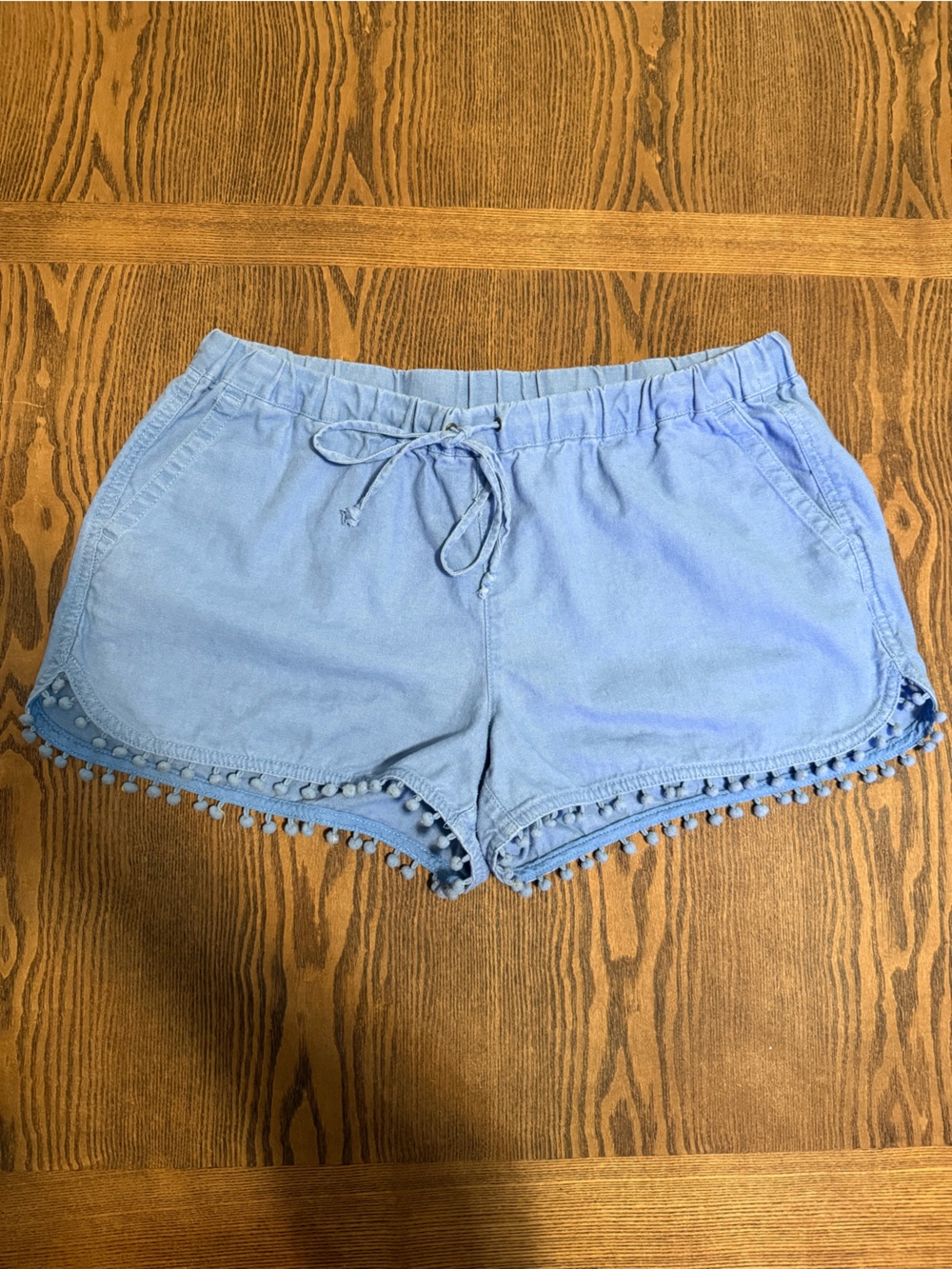 J. Crew Light Blue Pom-Pom Trim Shorts
